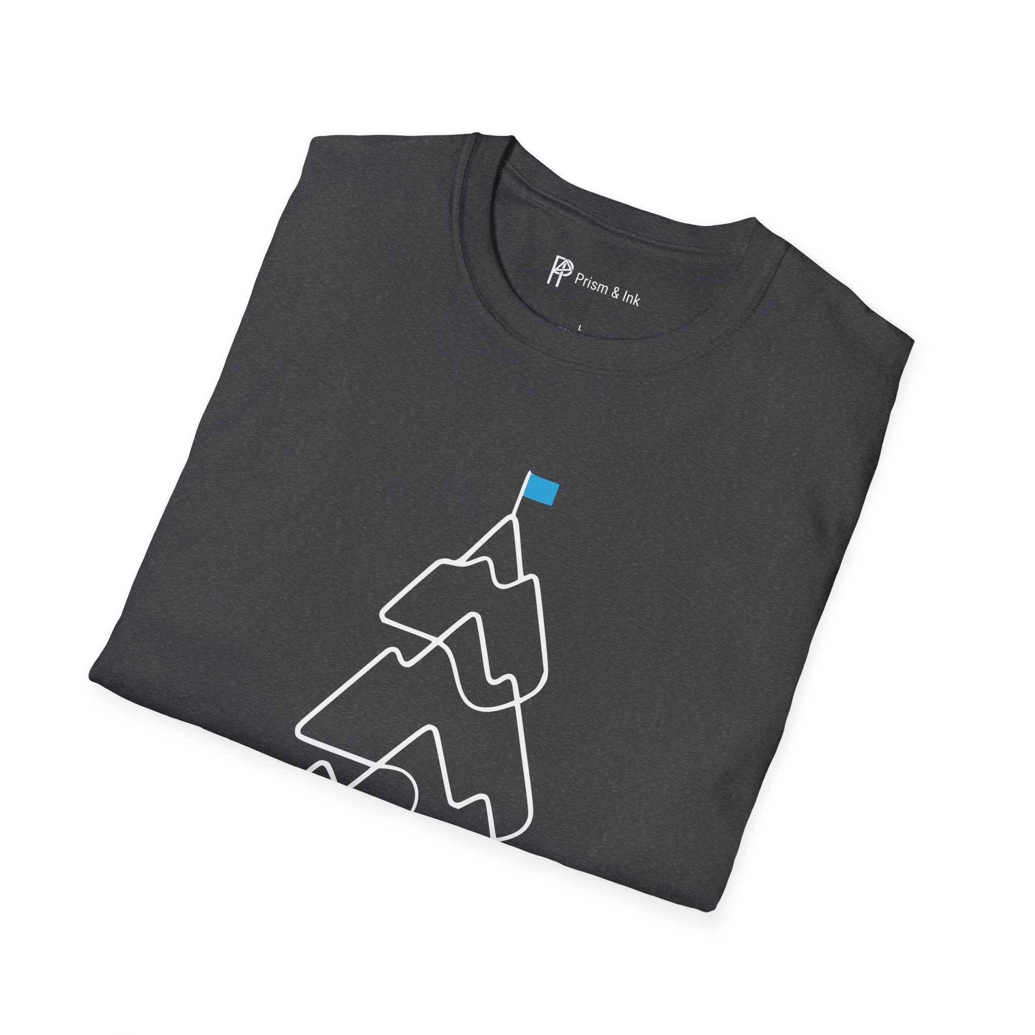 High Altitude Logic T-Shirt — Minimalist Coffee Steam & Mountain Peak Graphic