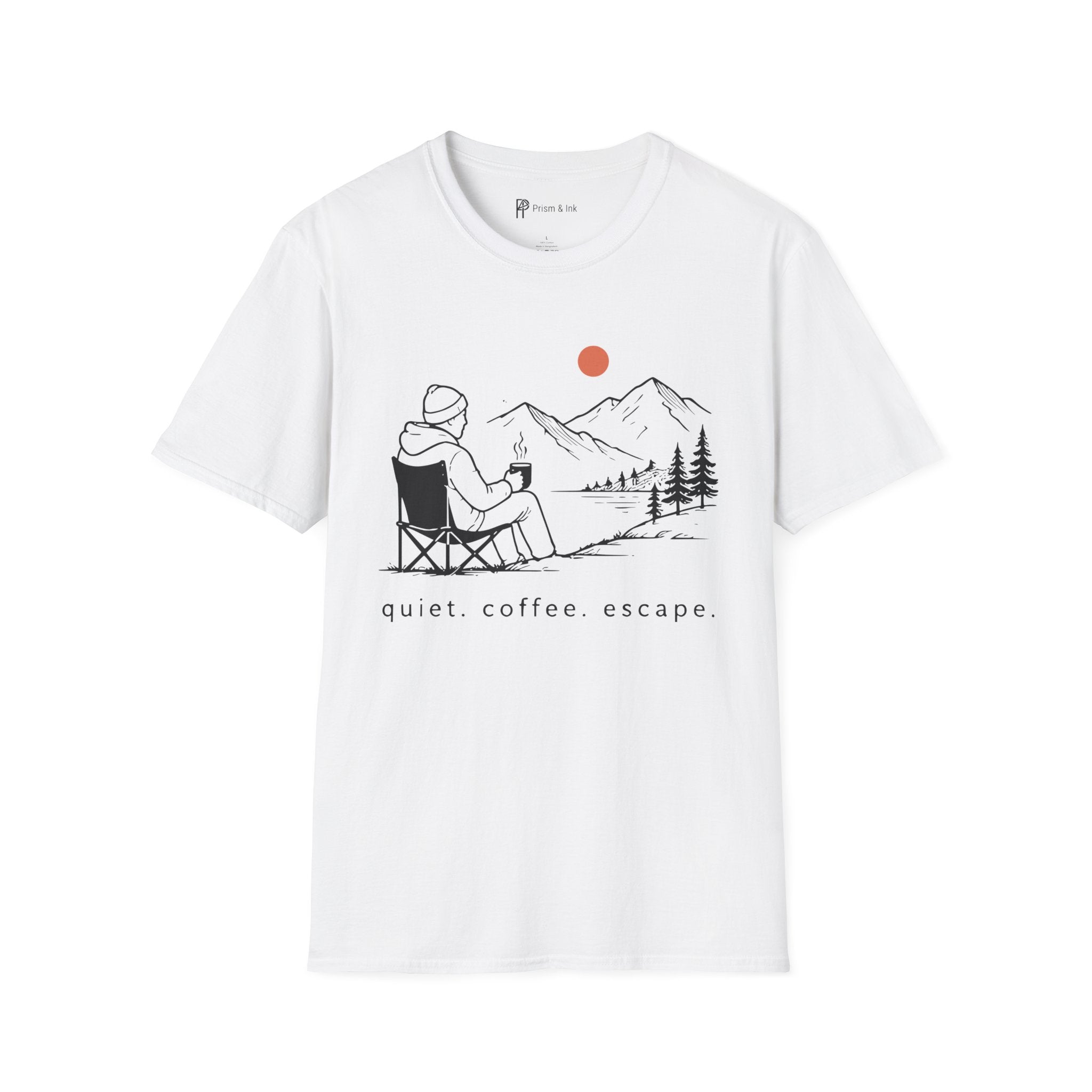 Quiet Coffee Escape Mountain Camping T-Shirt