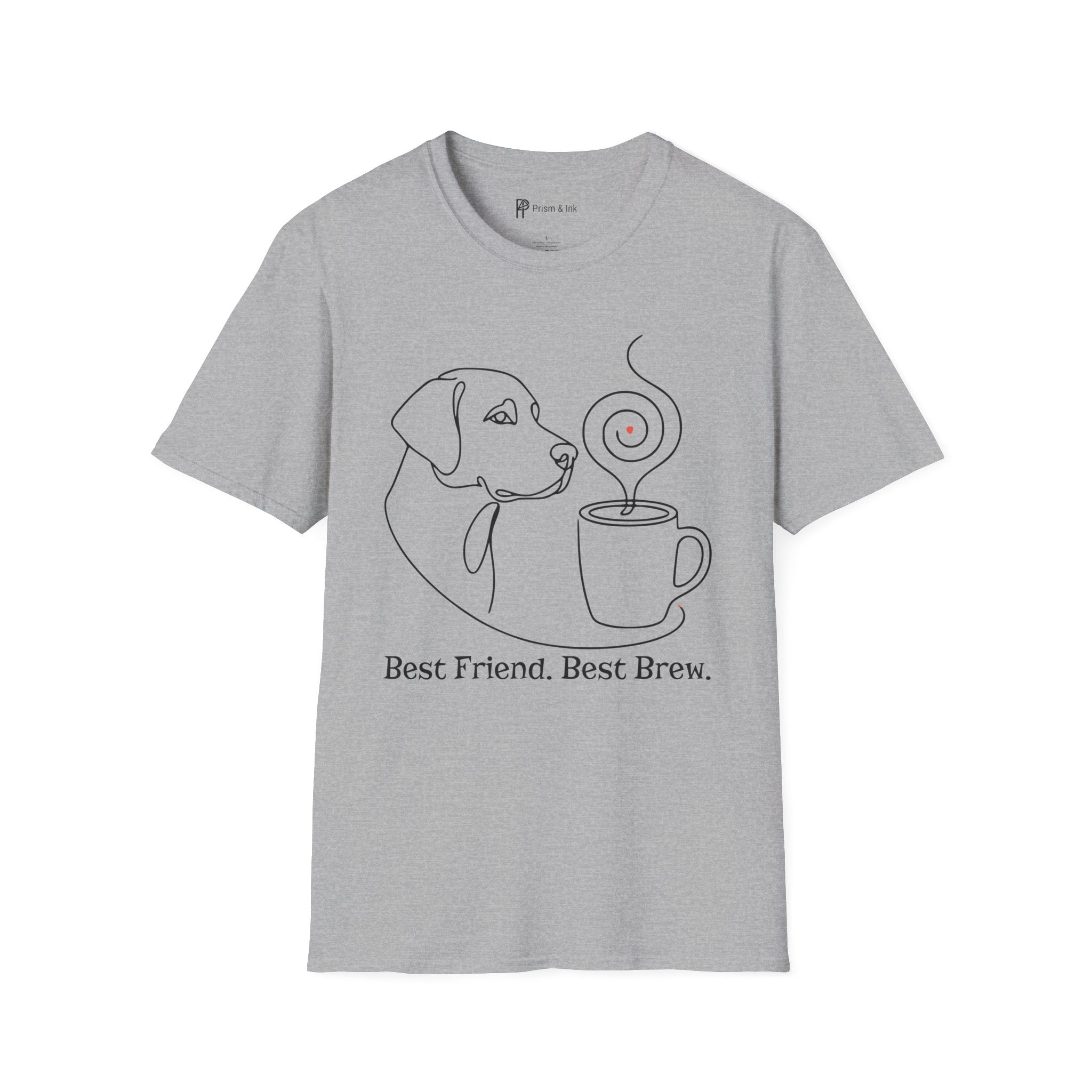 Best Friend Best Brew Minimalist Dog & Coffee Line Art T-Shirt