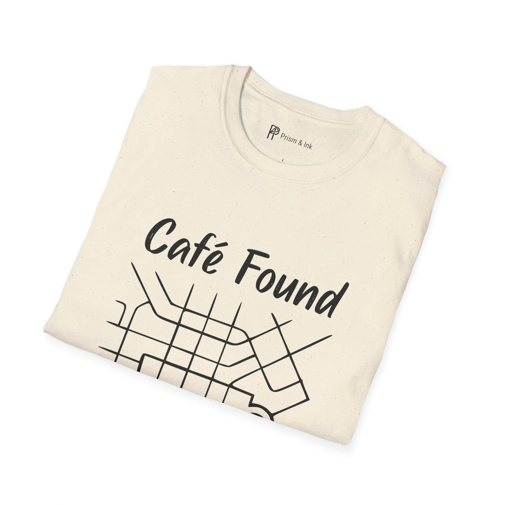 Café Found T-Shirt — Urban Map Grid and Cup Graph