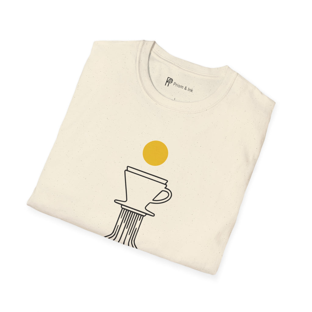 Street Level Brew T-Shirt — Pour-Over Dripper and Crosswalk Silhouette