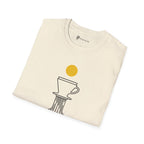 Street Level Brew T-Shirt — Pour-Over Dripper and Crosswalk Silhouette