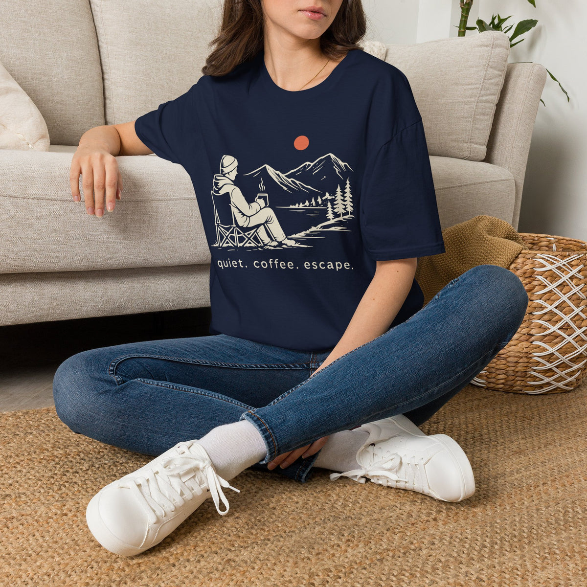 Quiet Coffee Escape Mountain Camping T-Shirt