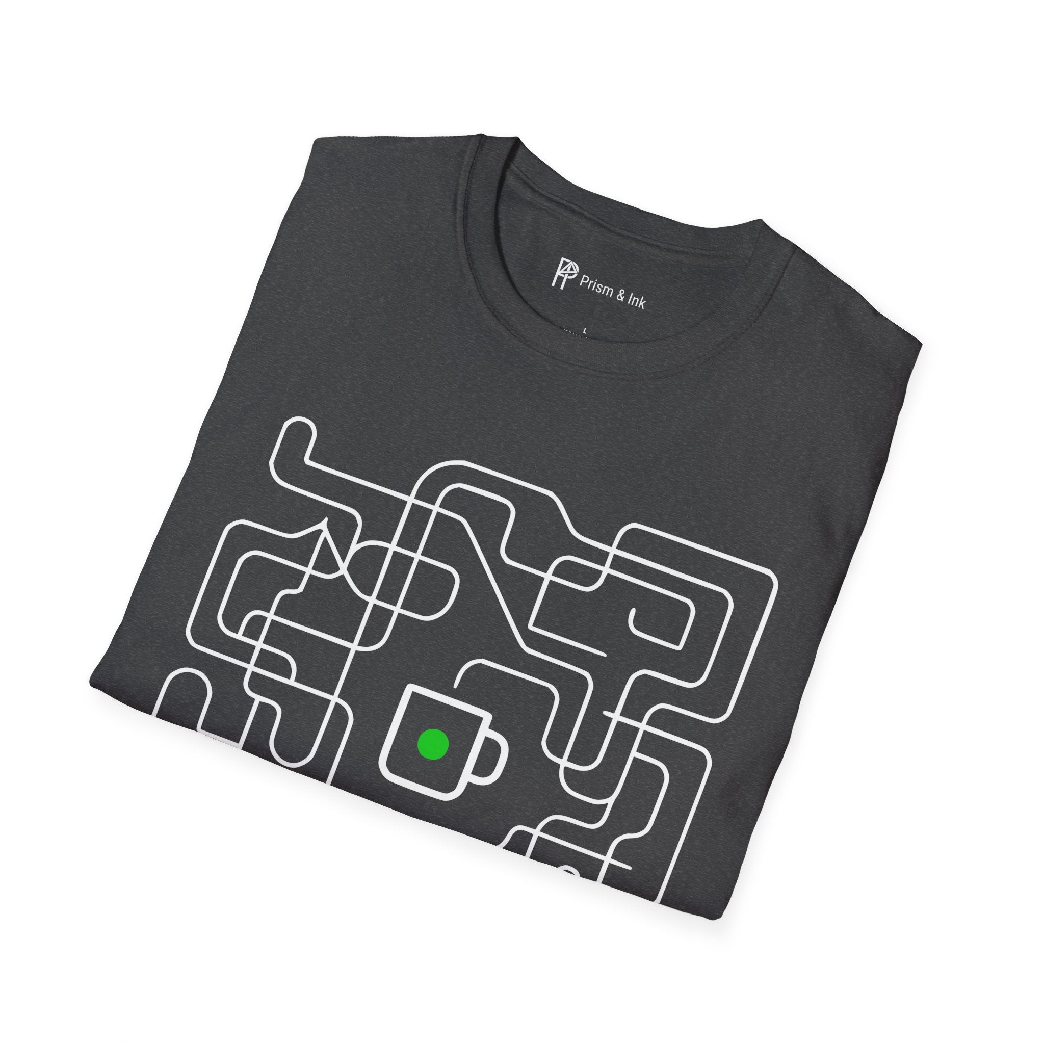 Life is a Maze Coffee T-Shirt — Minimalist Path to Home & Caffeine Art