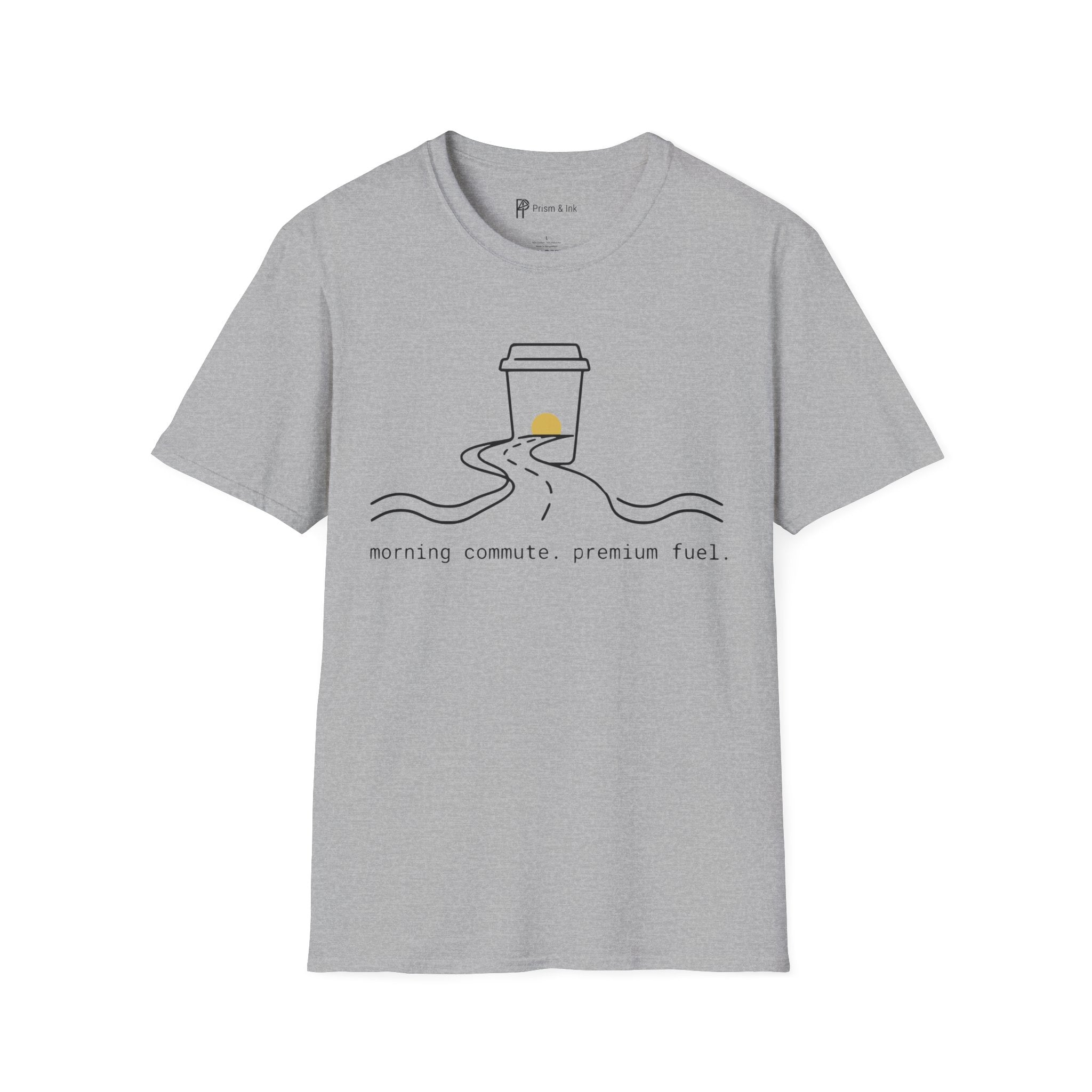 Morning Commute T-Shirt — Minimalist Highway & Premium Fuel Graphic