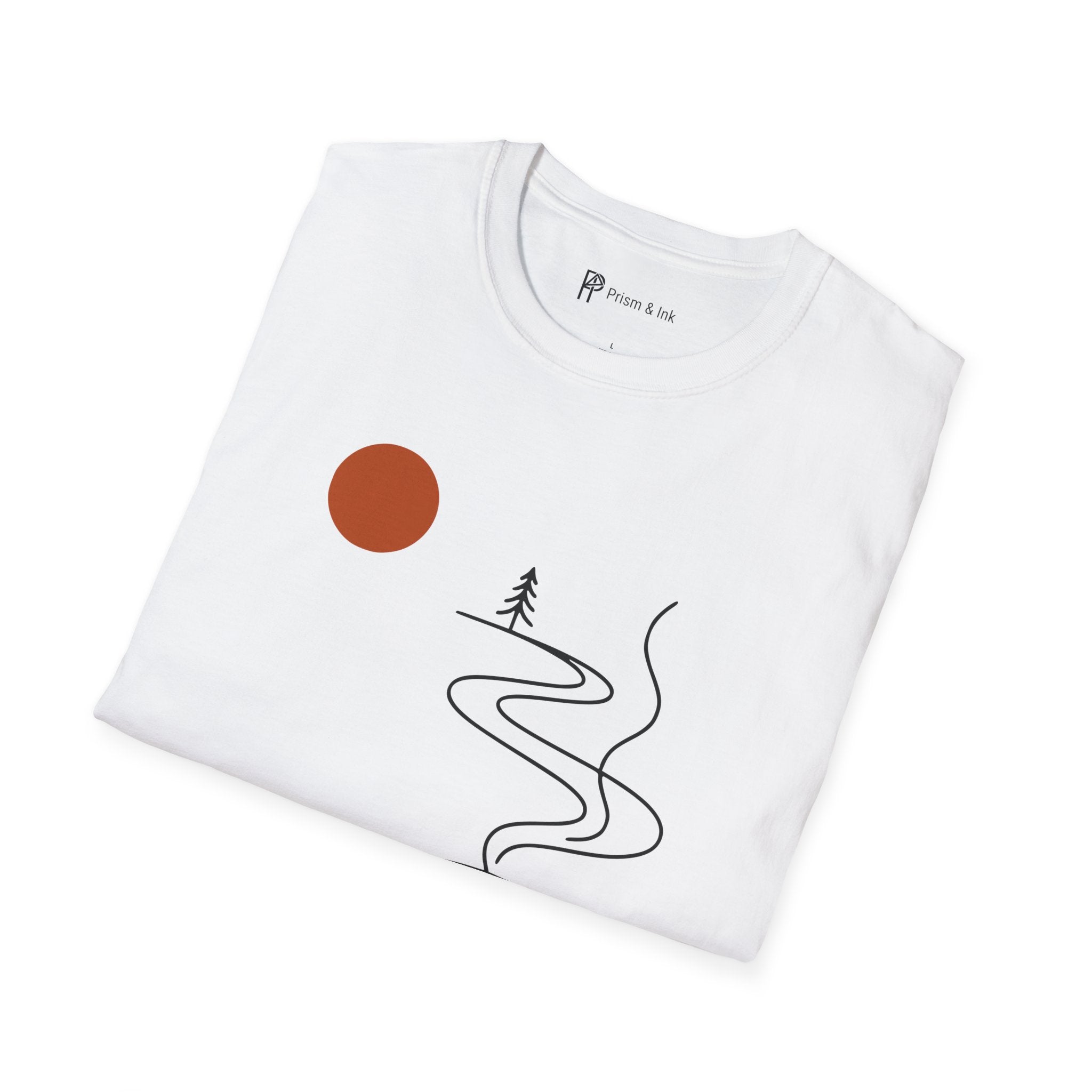 Escape in a Cup T-Shirt — Takeaway Coffee Steam and Mountain Path