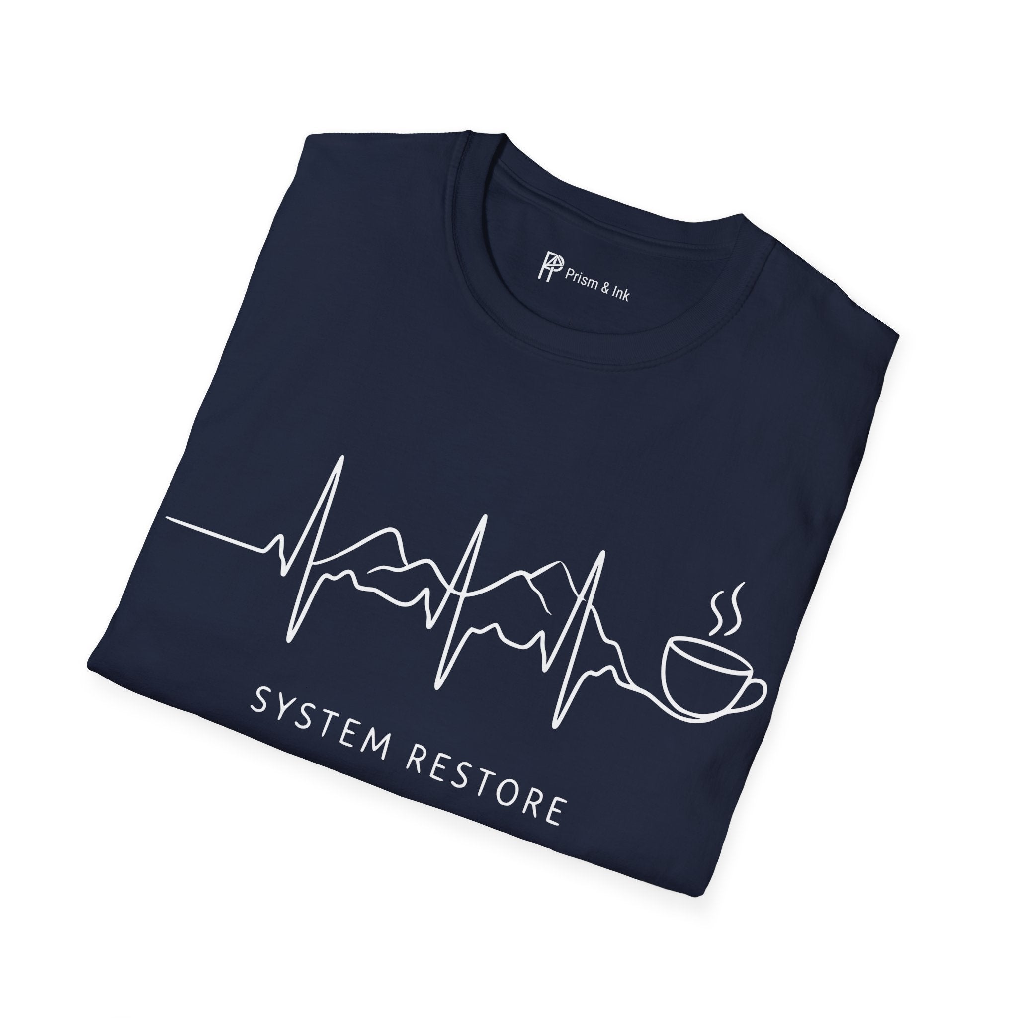 System Restore Coffee ECG Graphic T‑Shirt