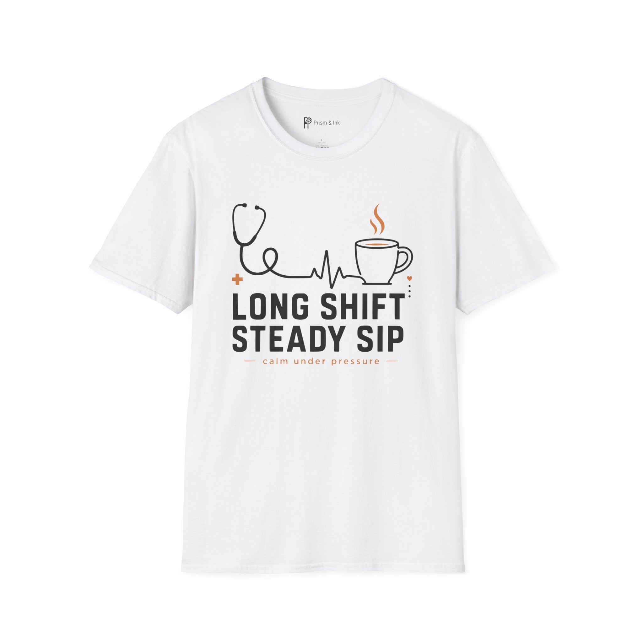 Long Shift Steady Sip Nurse Coffee T-Shirt