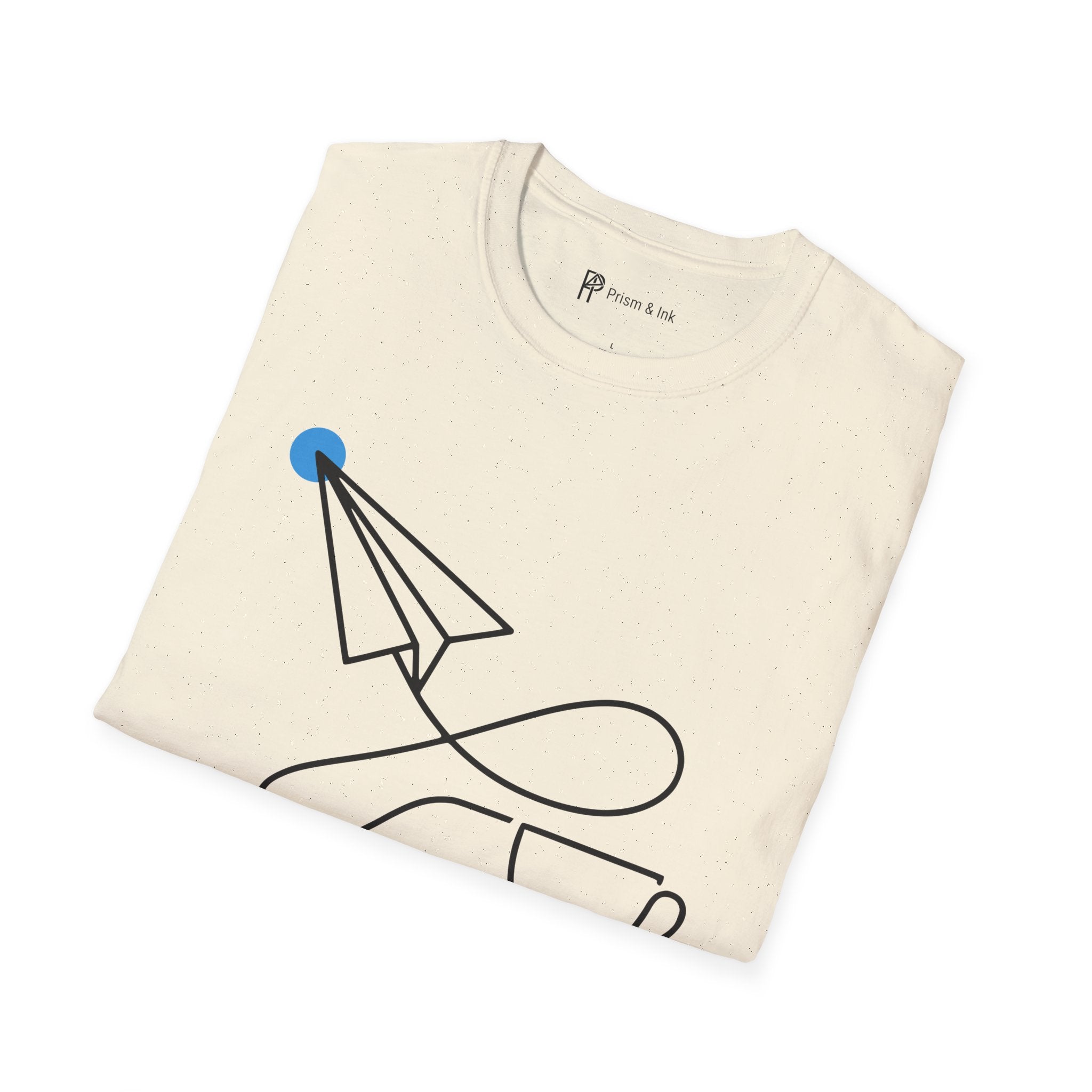 Red-Eye Routing Dark Roast T-Shirt — Minimalist Paper Plane & Coffee Flight Art