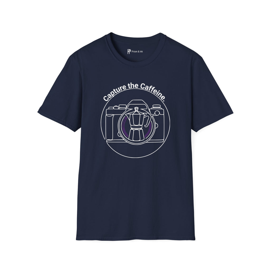 Capture the Caffeine Camera & Moka Pot T-Shirt