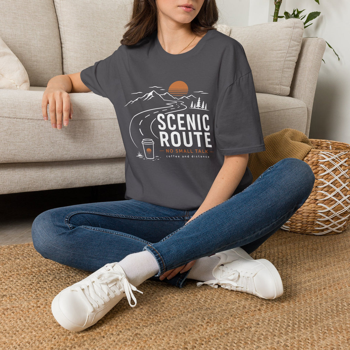 Scenic Route No Small Talk Coffee Roadtrip T-Shirt