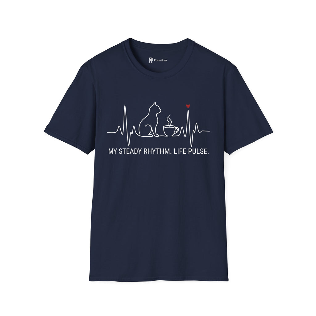 My Steady Rhythm Life Pulse Cat Coffee T-Shirt