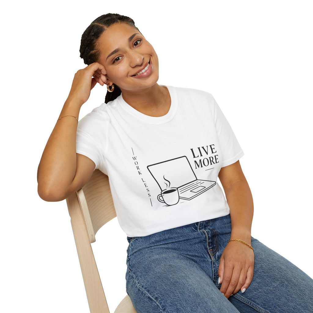 Work Less Live More Laptop T-Shirt