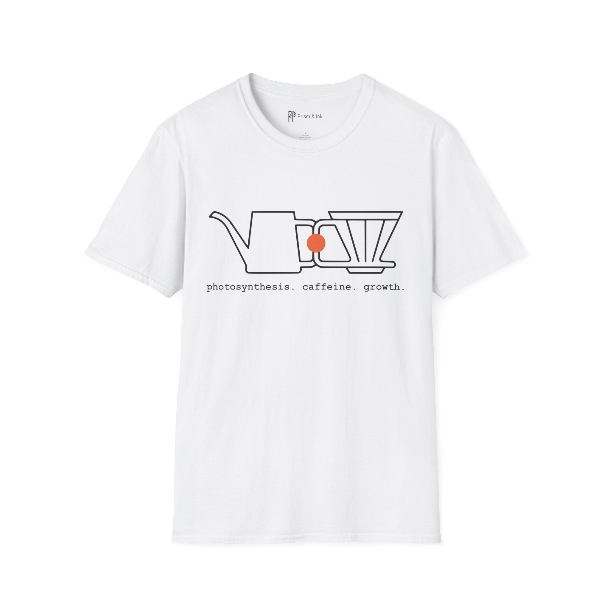 photosynthesis caffeine growth T-Shirt — Minimalist Watering Can & Coffee Dripper "Growth" Art