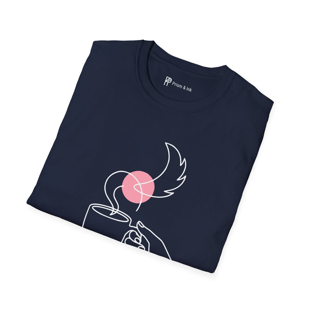 Powered by Paws T-Shirt — Minimalist Pet Lover & Coffee Pour-Over Graphic