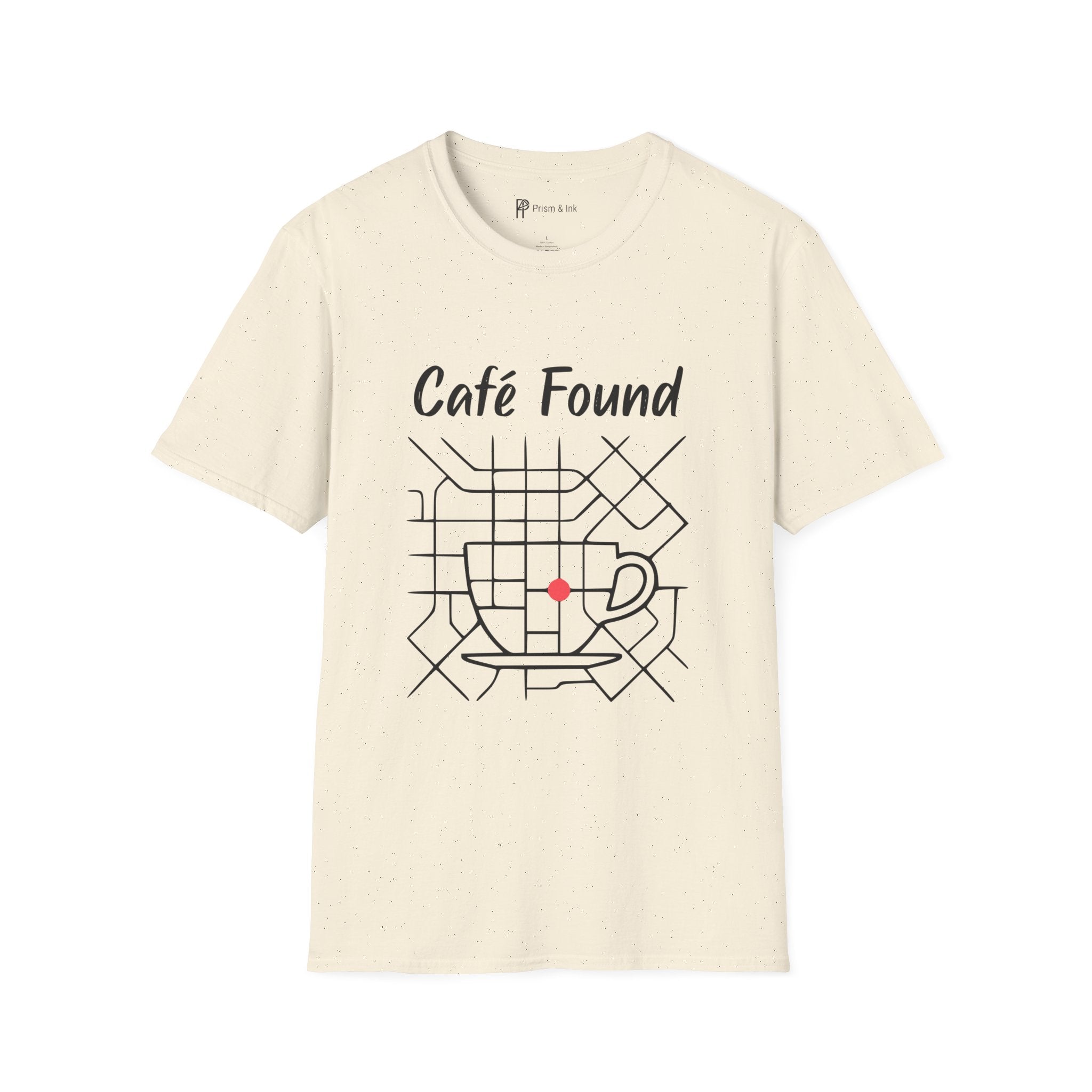 Café Found T-Shirt — Urban Map Grid and Cup Graph