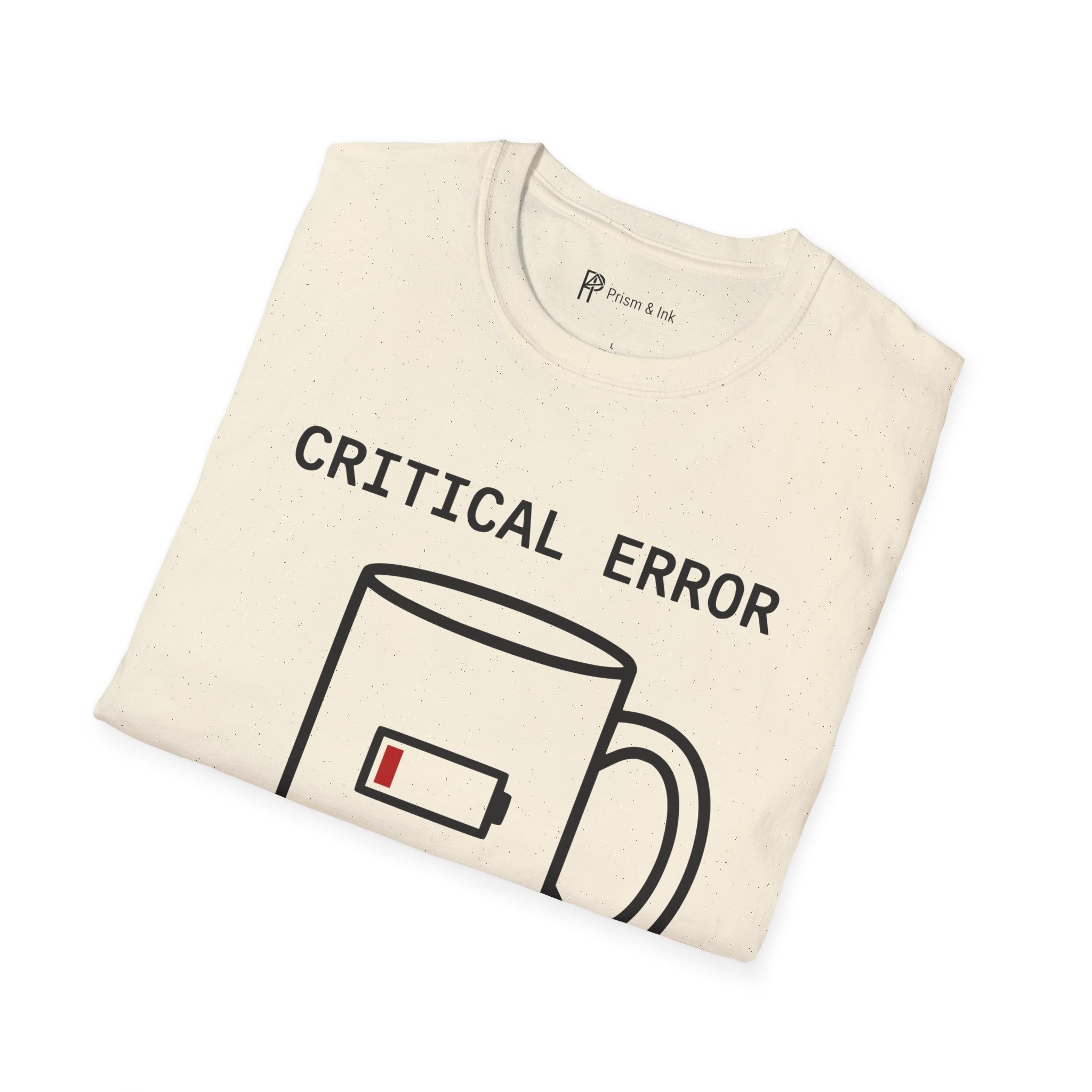 Critical Error Reboot T-Shirt — Funny Programmer Coffee & Low Battery Graphic