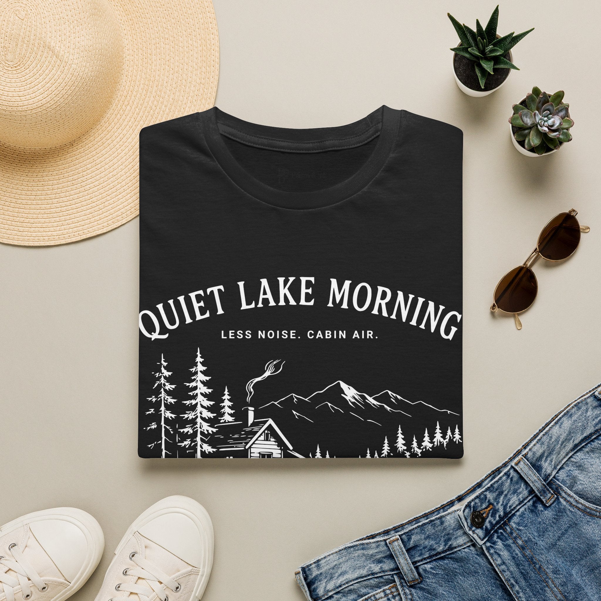 Quiet Lake Morning Cabin T-Shirt