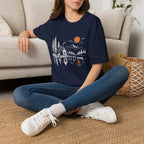 Quiet Cabin Lake Sunset Mountain T-Shirt