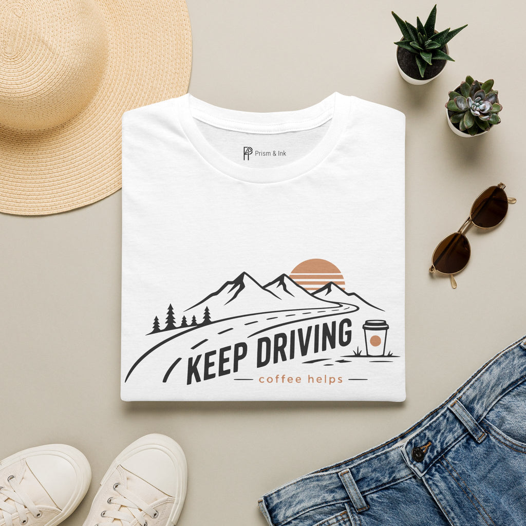 Keep Driving Mountain Road Trip Coffee T-Shirt