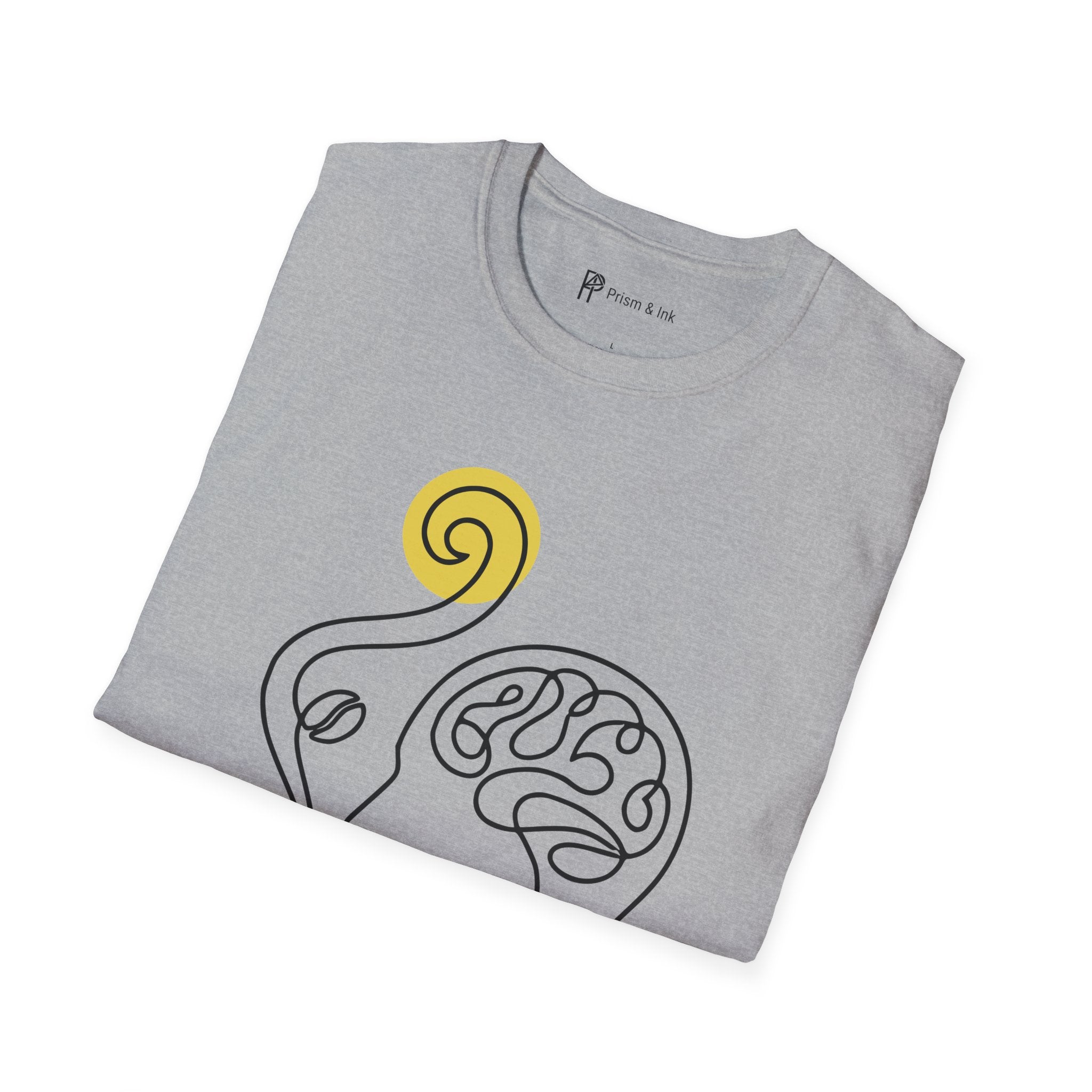Morning Clarity T-Shirt — Minimalist Neural Brew & Brain Line Art