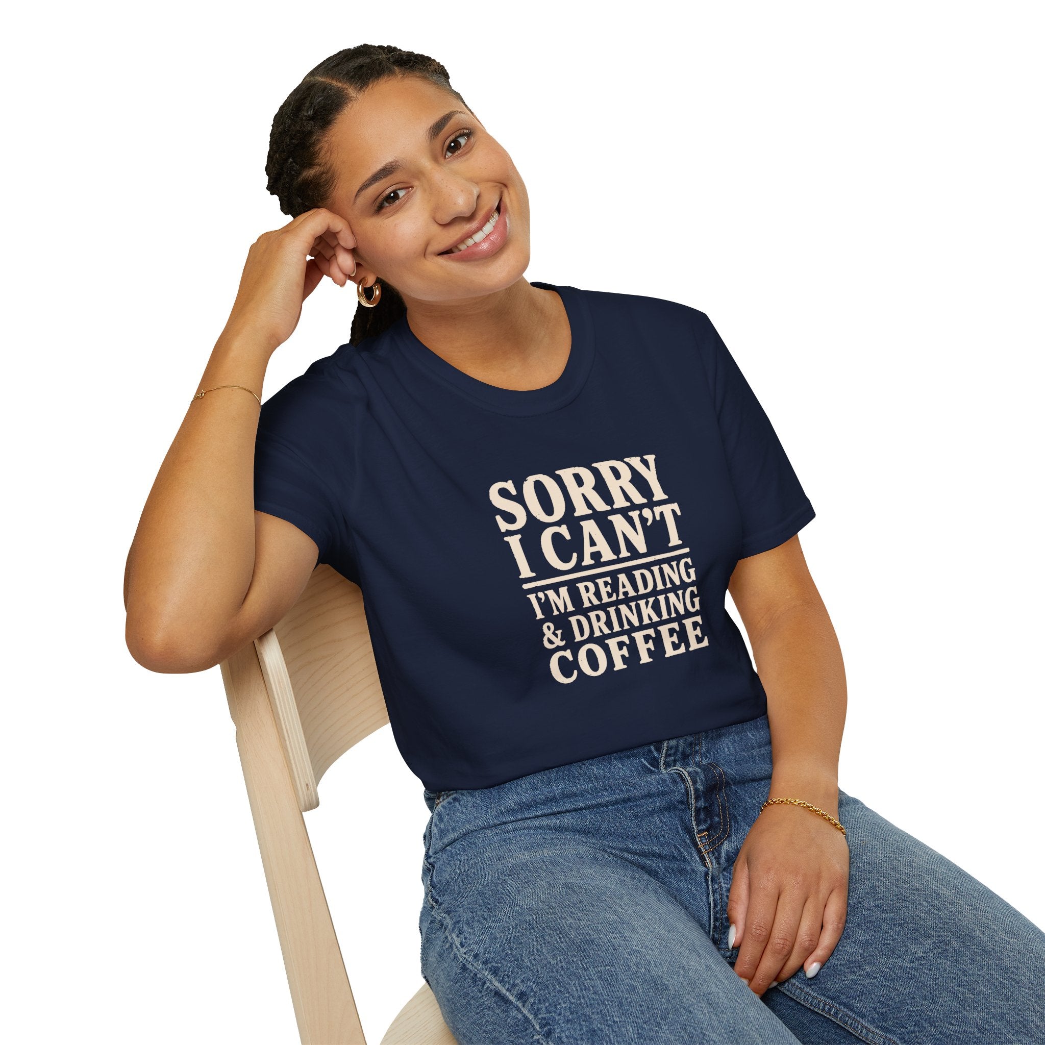 Sorry I Can't Reading and Drinking Coffee Book Lover T-Shirt