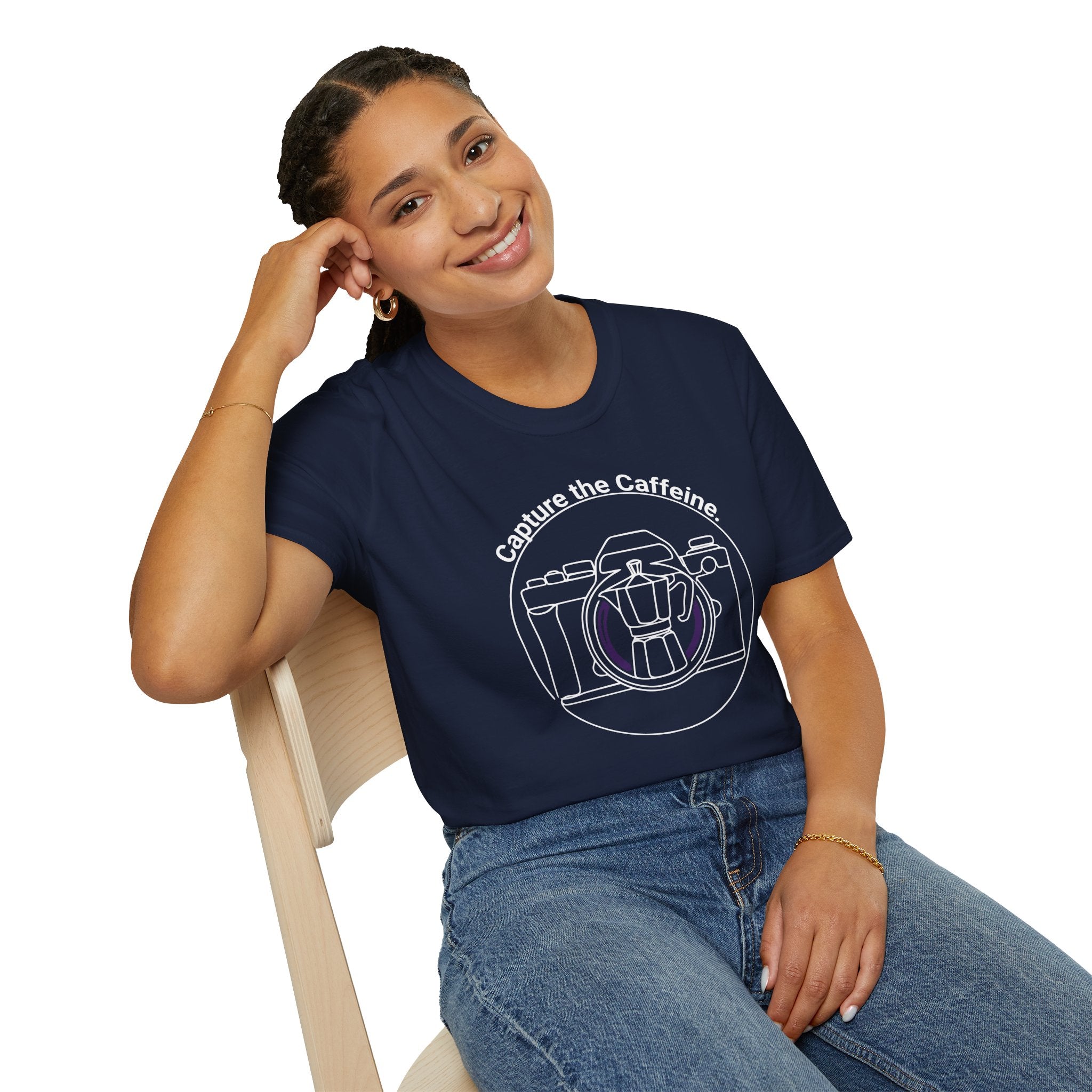 Capture the Caffeine Camera & Moka Pot T-Shirt