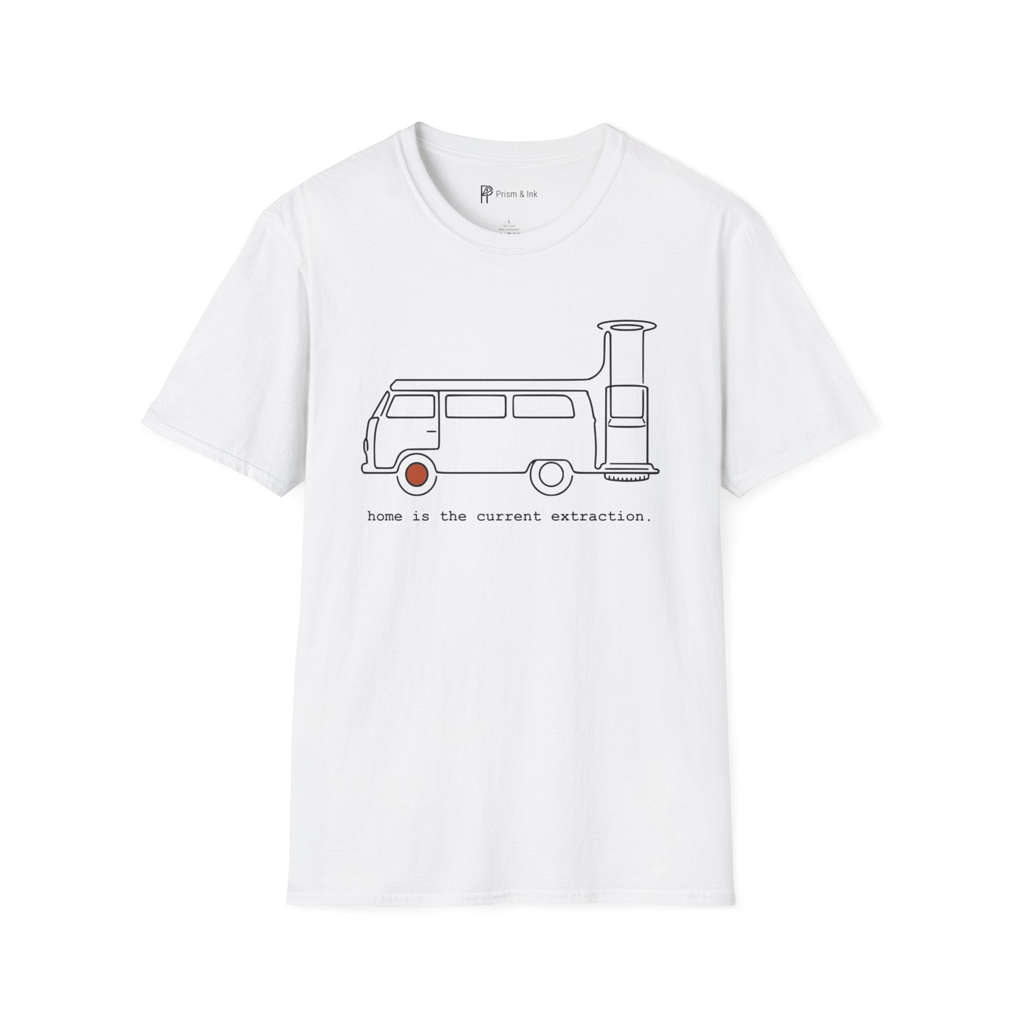 Van Life Exploration T-Shirt — Minimalist Camper & AeroPress "Anywhere" Art