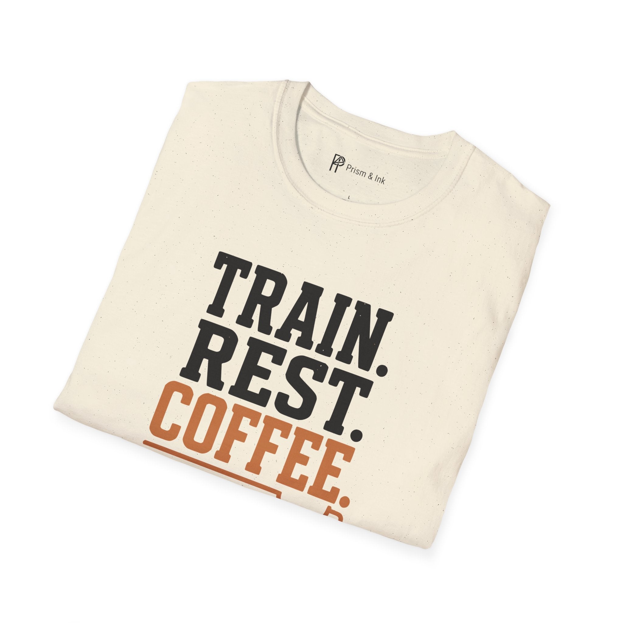 Train Rest Coffee Repeat Minimalist Gym Coffee T-Shirt