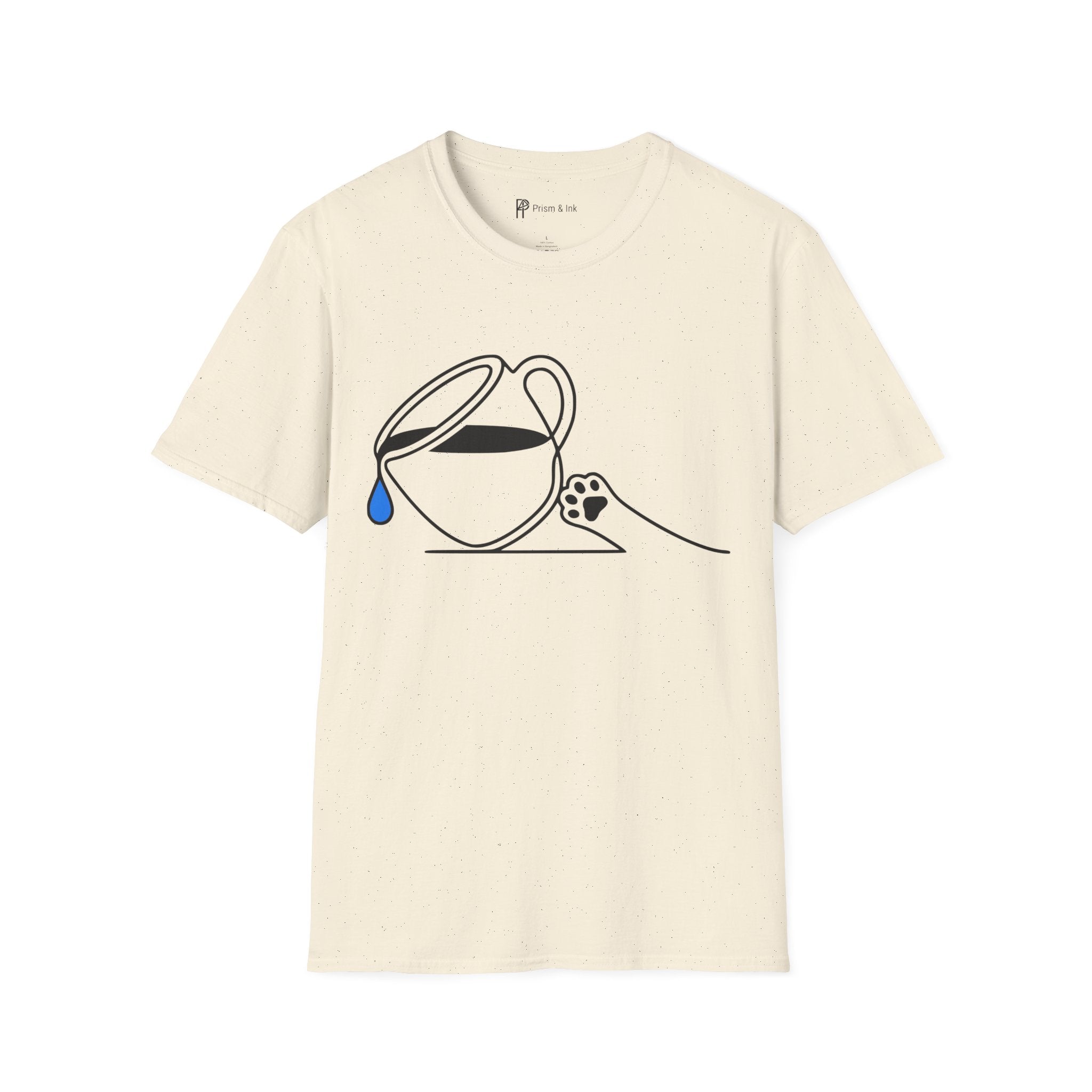 Pure Brewing Paws T-Shirt — Minimalist Coffee Drop & Pet Paw Graphic
