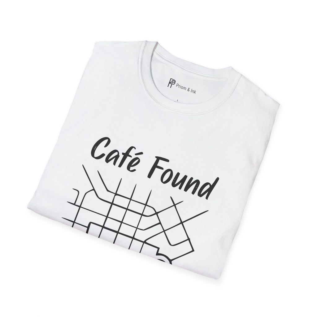Café Found T-Shirt — Urban Map Grid and Cup Graph