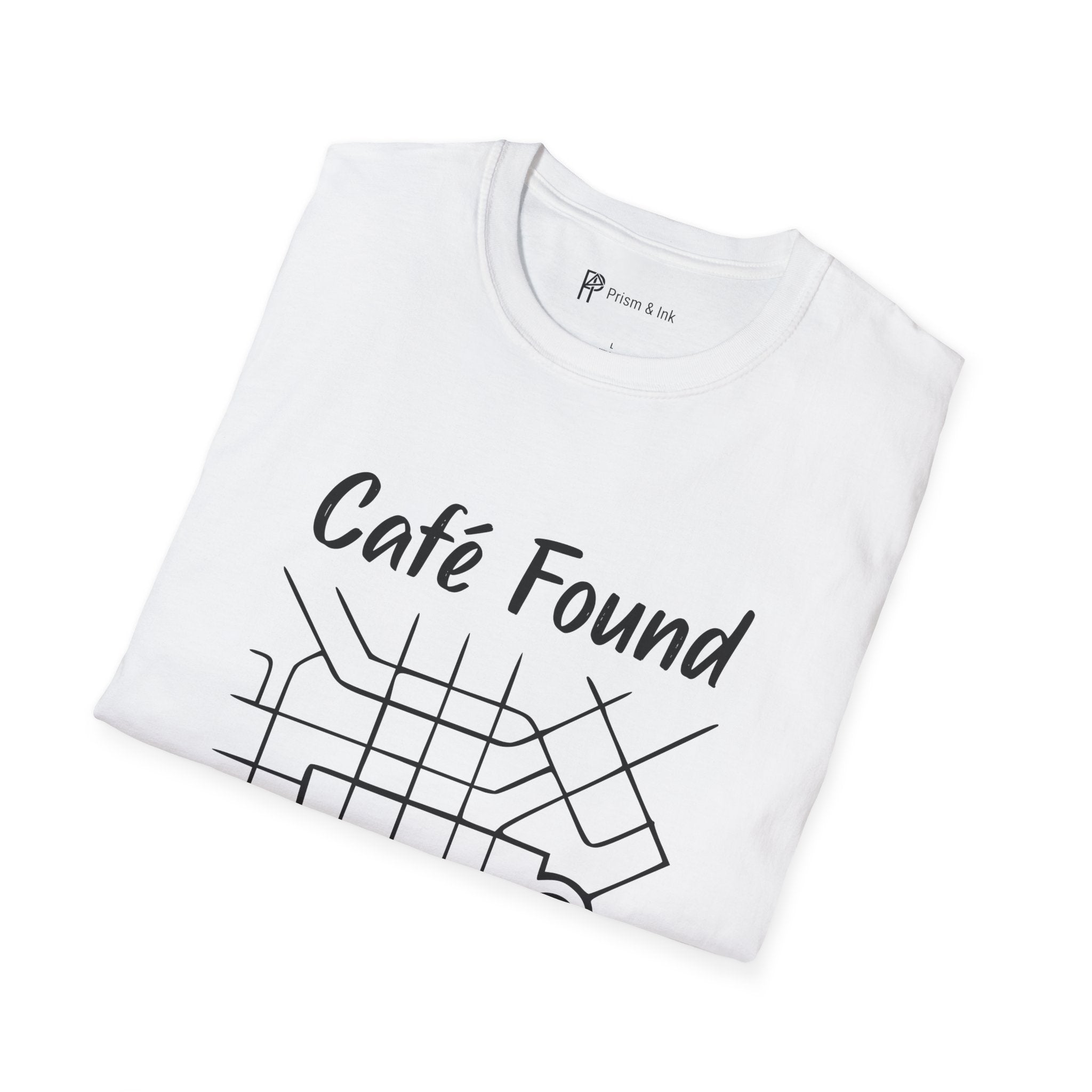 Café Found T-Shirt — Urban Map Grid and Cup Graph