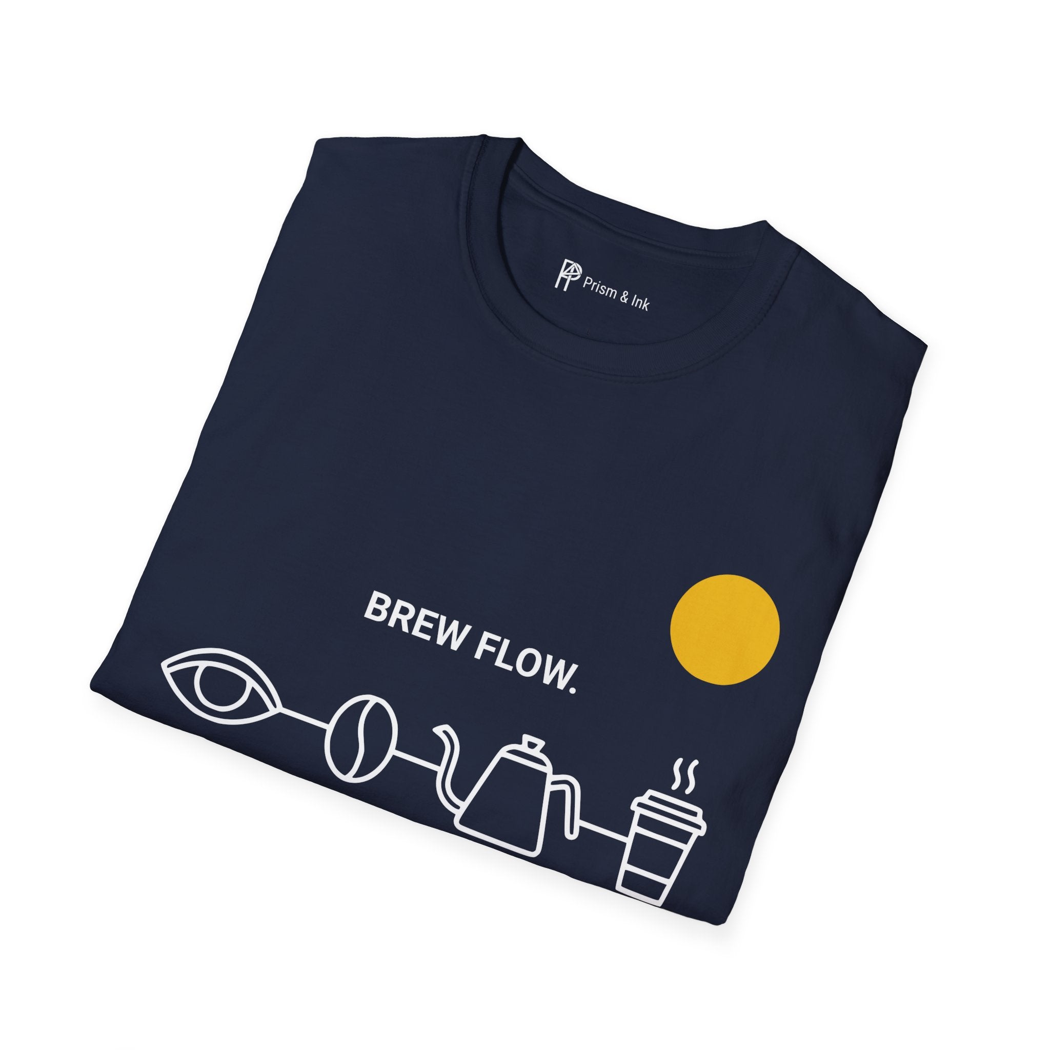 Brew Flow T-Shirt — Minimalist Coffee Process & Ritual Icons