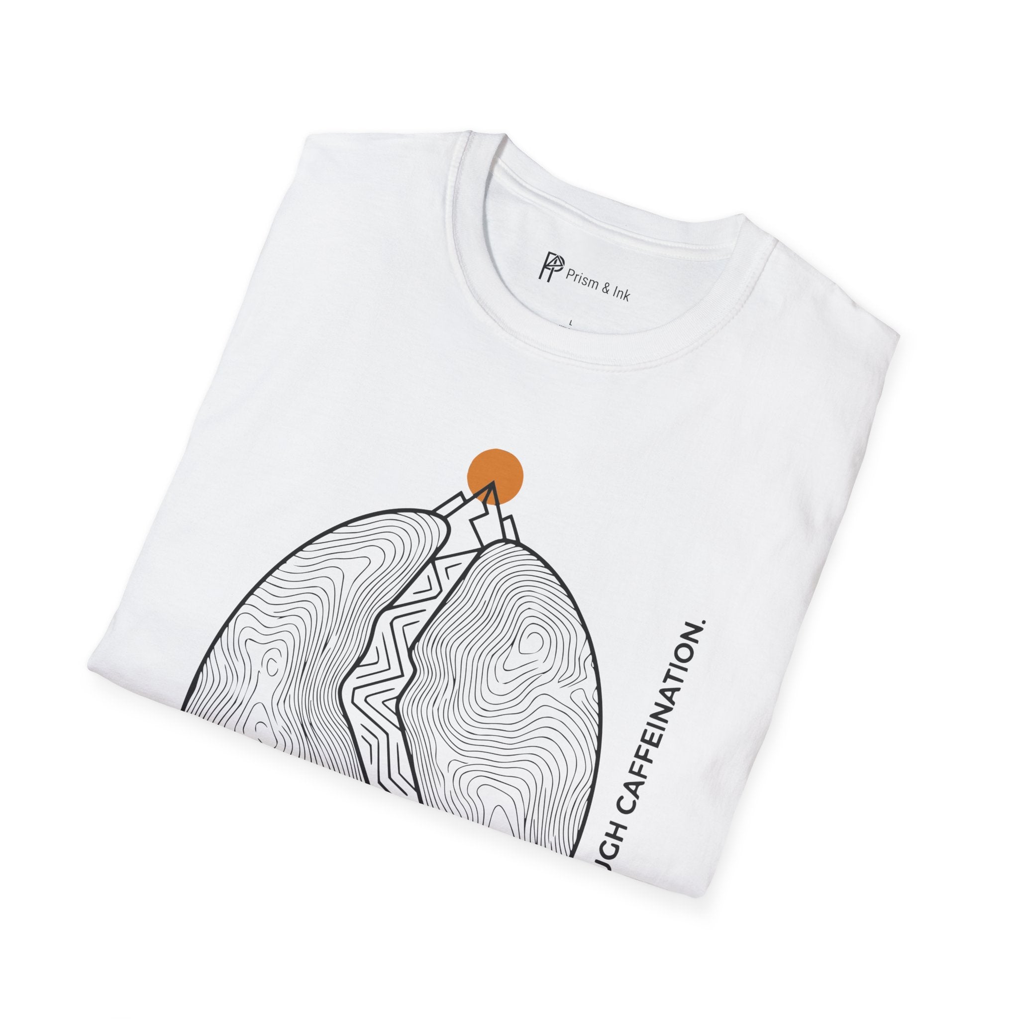 Caffeination Elevation T-Shirt — Topographic Bean and Mountain Peak