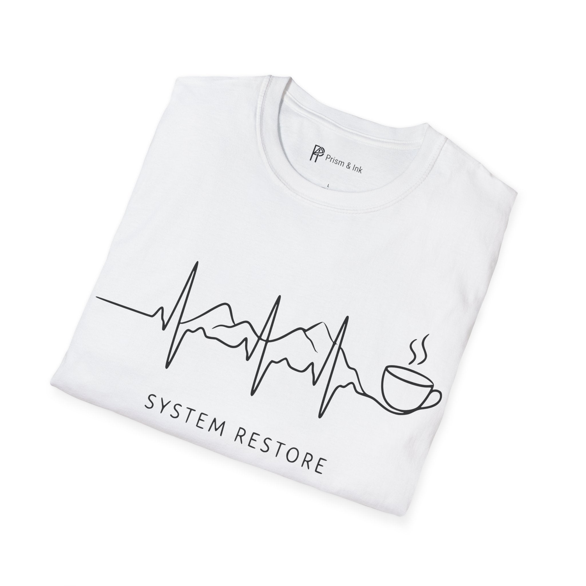 System Restore Coffee ECG Graphic T‑Shirt
