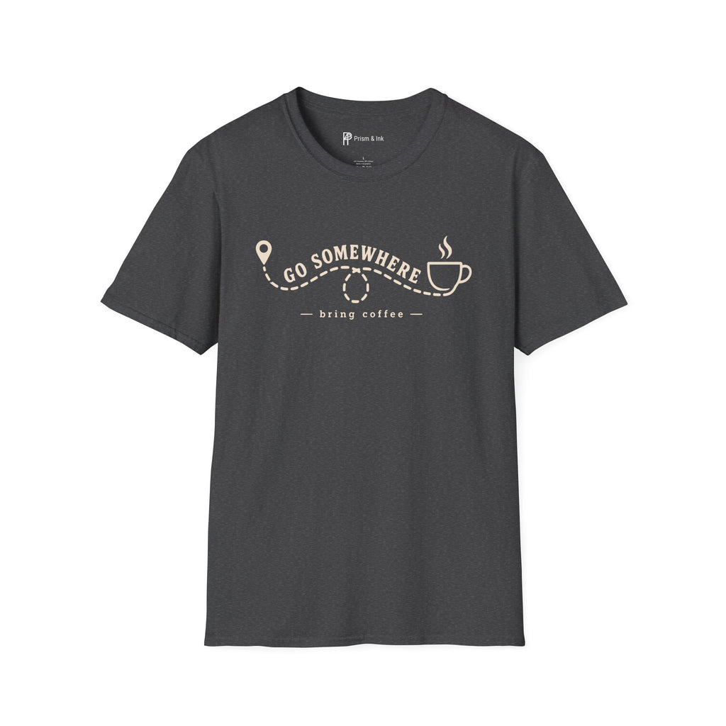 Go Somewhere Map Pin Path Coffee Travel T-Shirt