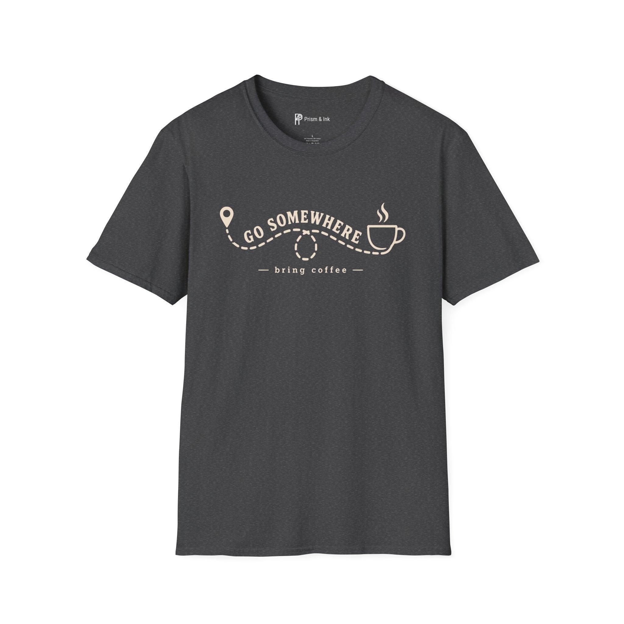 Go Somewhere Map Pin Path Coffee Travel T-Shirt
