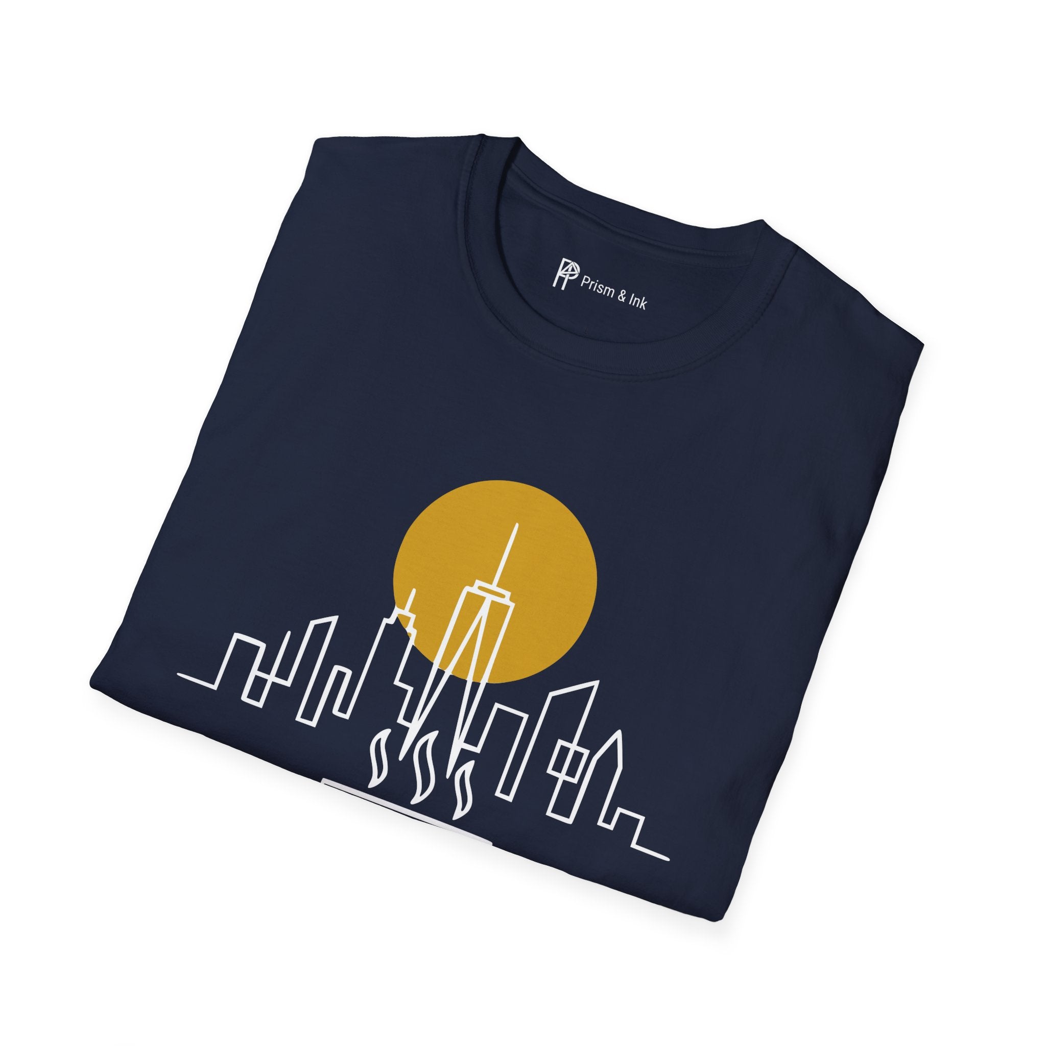 Urban Ritual T-Shirt — City Skyline Steam and Coffee Cup