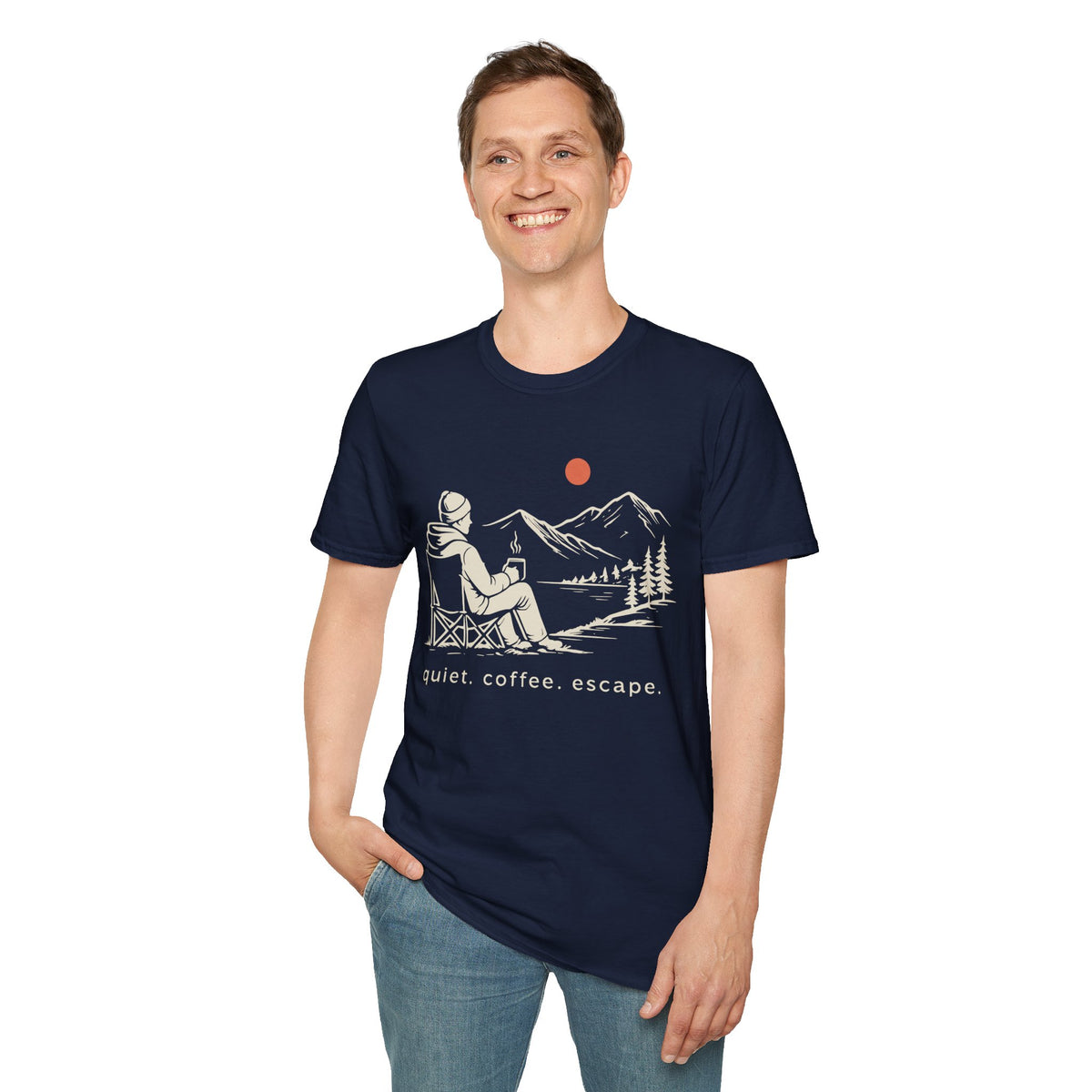 Quiet Coffee Escape Mountain Camping T-Shirt