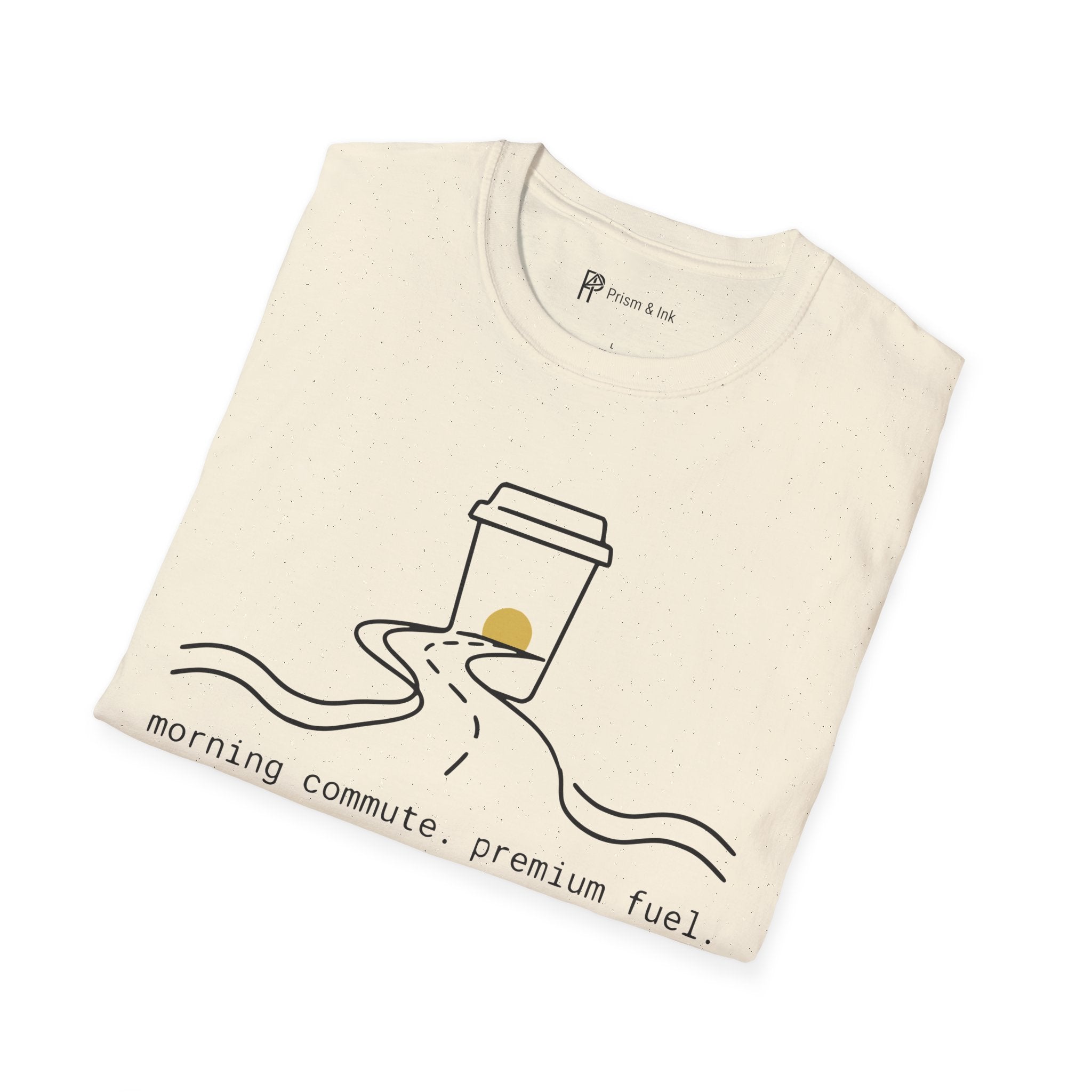 Morning Commute T-Shirt — Minimalist Highway & Premium Fuel Graphic