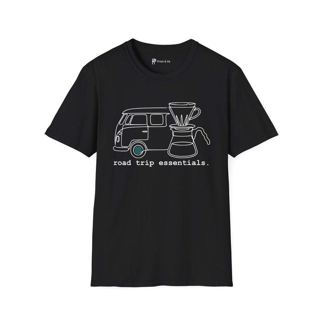 Road Trip Essentials Camper Van & Pour Over Coffee T-Shirt