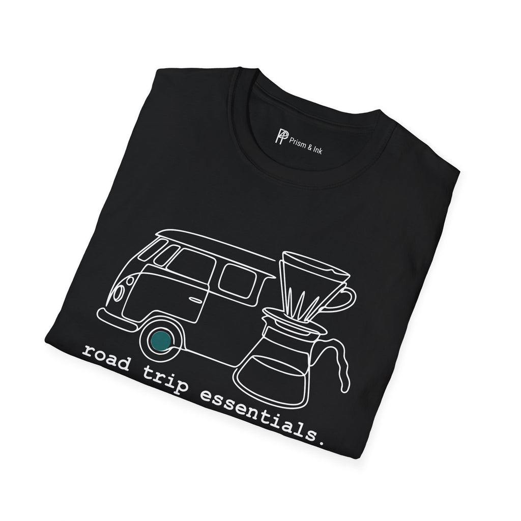 Road Trip Essentials Camper Van & Pour Over Coffee T-Shirt