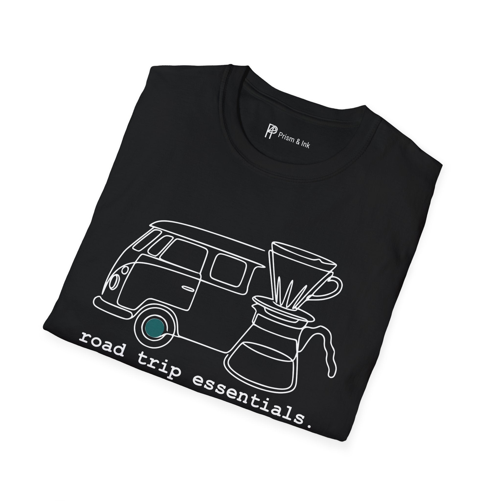 Road Trip Essentials Camper Van & Pour Over Coffee T-Shirt
