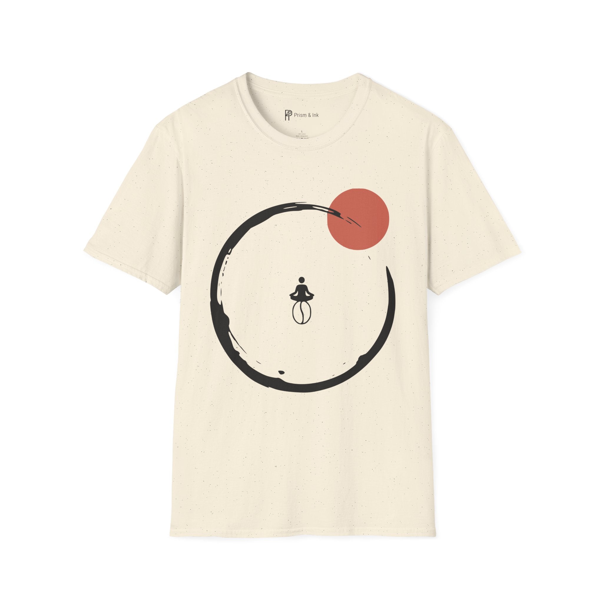 Caffeine Zen T-Shirt — Enso Circle and Meditating Coffee Bean