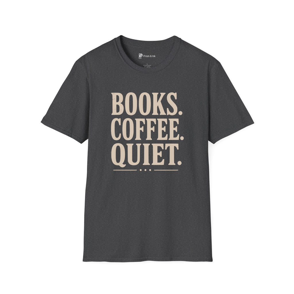 Books Coffee Quiet Minimalist Introvert T-Shirt