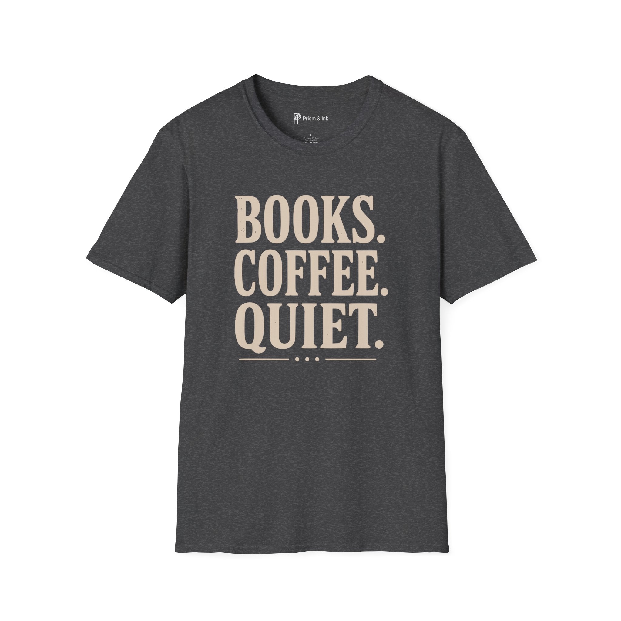 Books Coffee Quiet Minimalist Introvert T-Shirt