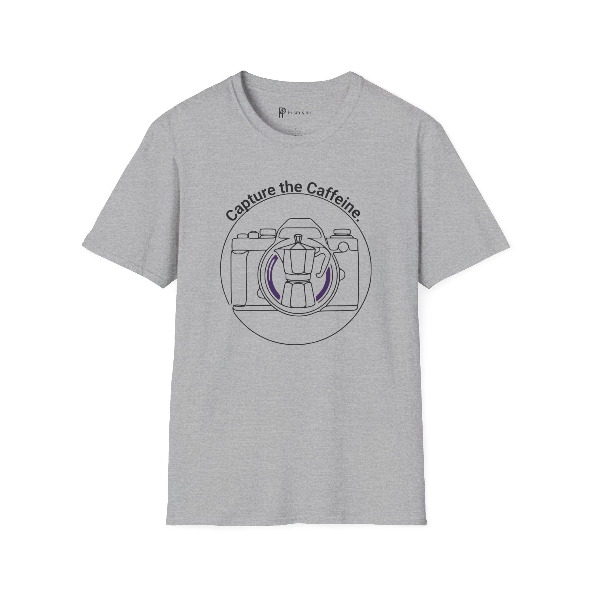 Capture the Caffeine Camera & Moka Pot T-Shirt