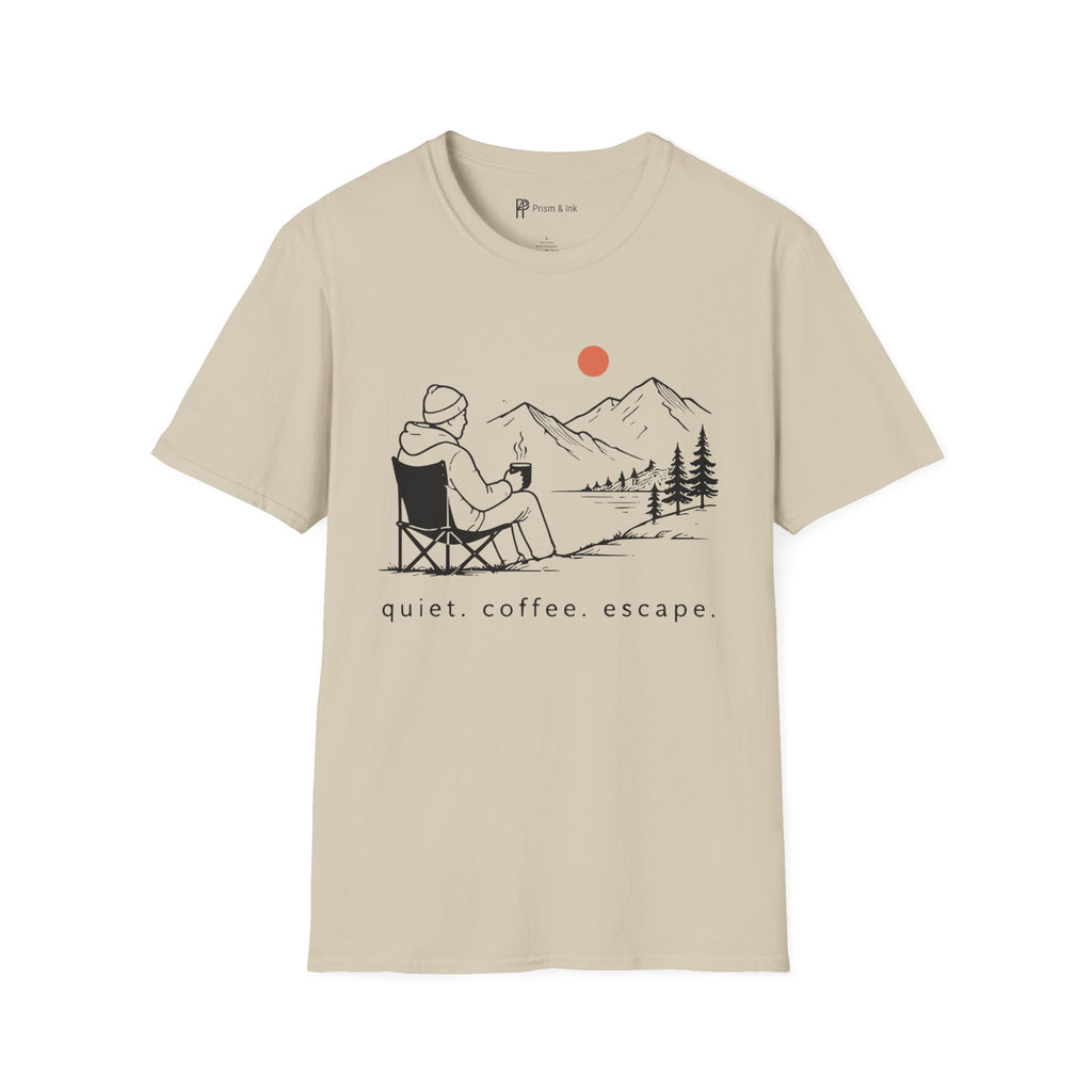 Quiet Coffee Escape Mountain Camping T-Shirt