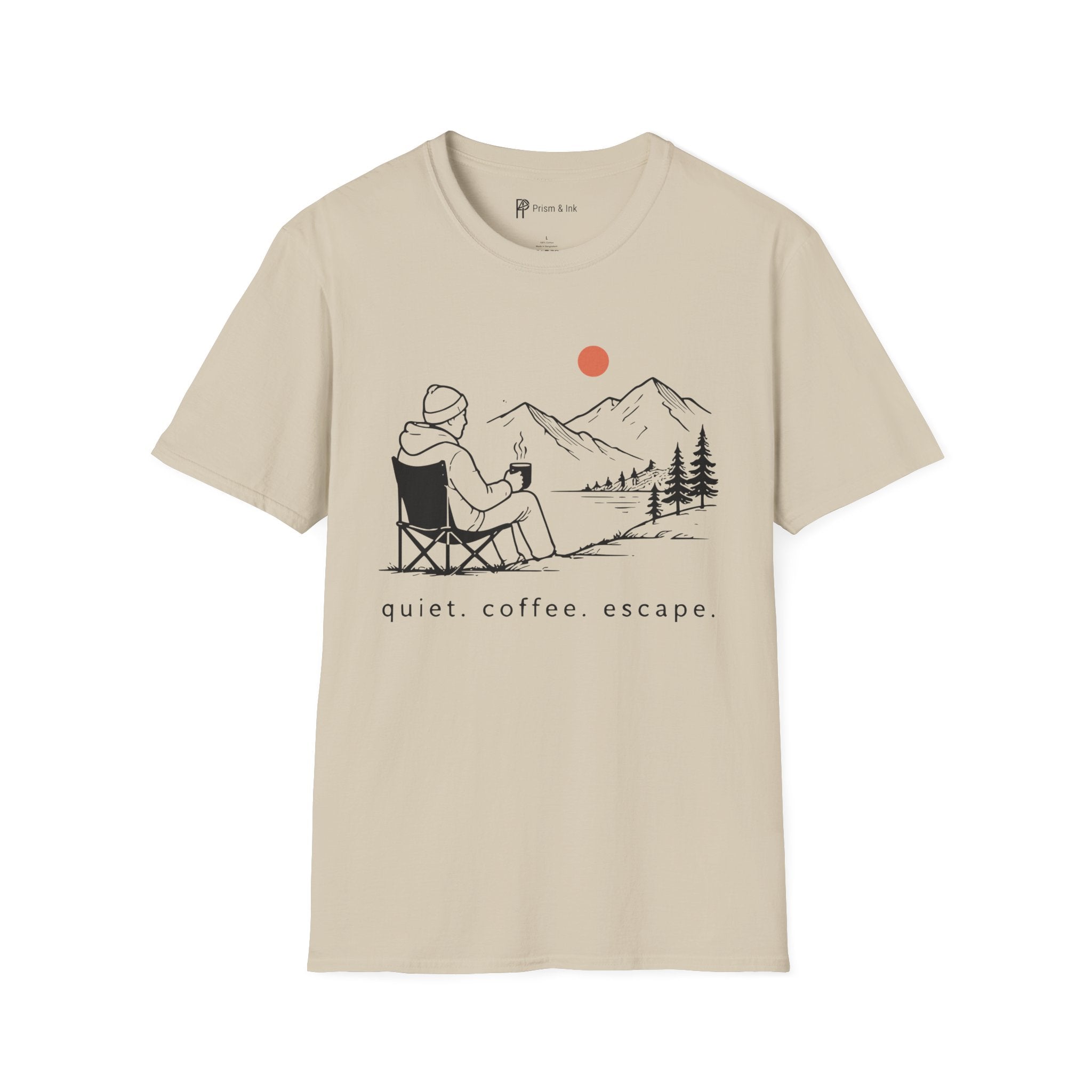 Quiet Coffee Escape Mountain Camping T-Shirt