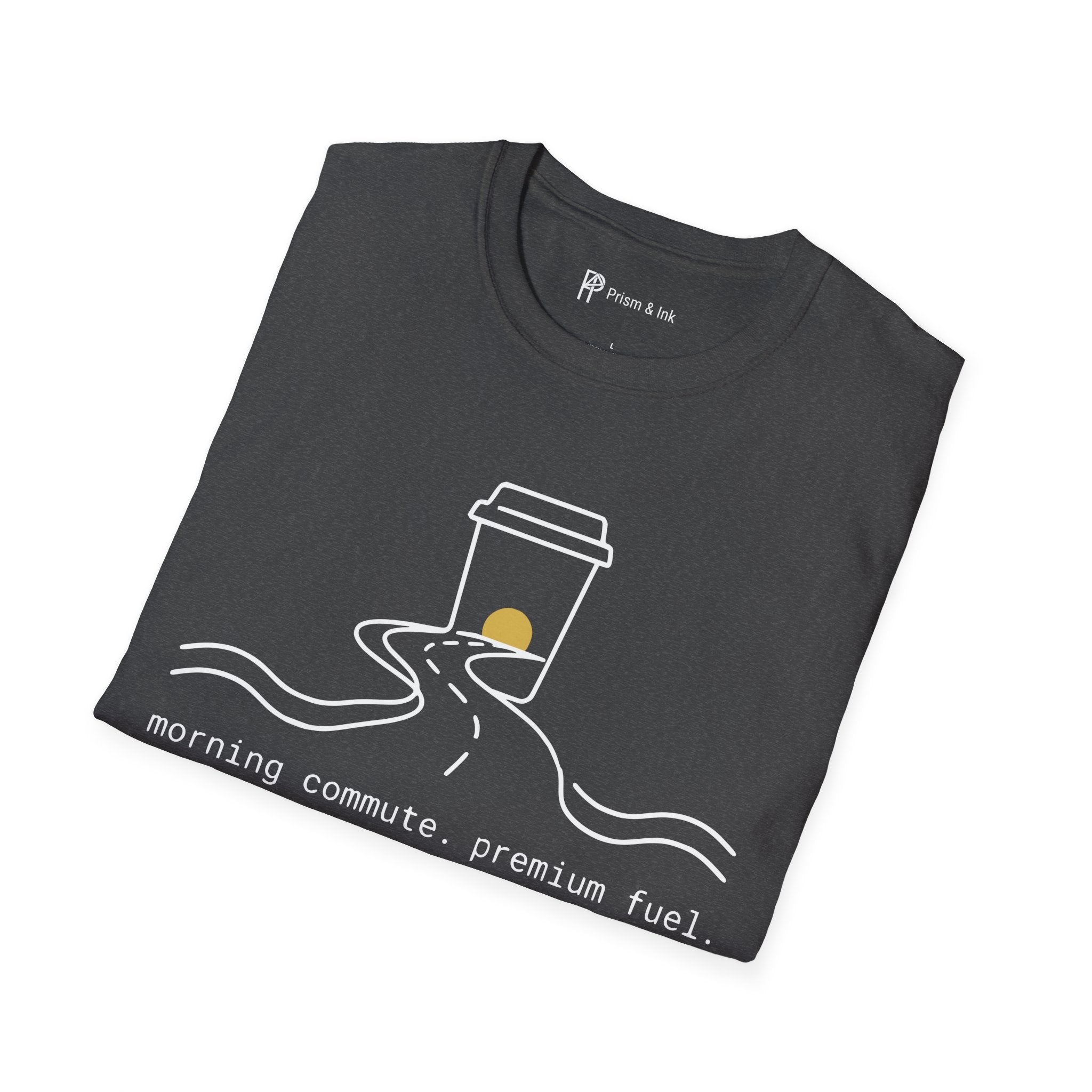 Morning Commute T-Shirt — Minimalist Highway & Premium Fuel Graphic